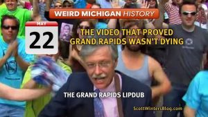 A scene from the Grand Rapids LipDub with the title "The Video That Proved Grand Rapids Wasn't Dying"